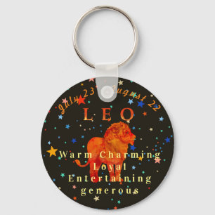 Leo zodiac red Lion modern traits  Keychain