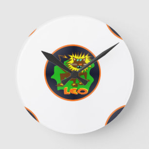 leo zodiac round clock