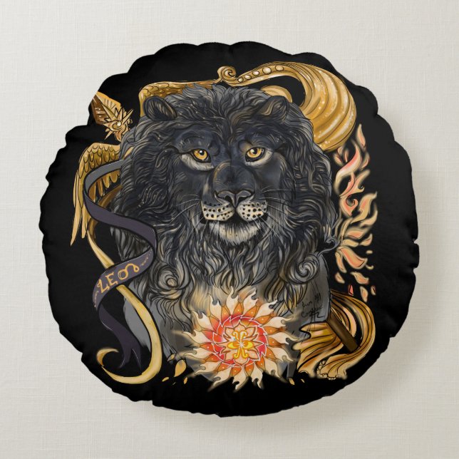 Leo Zodiac Round Pillow (Front)
