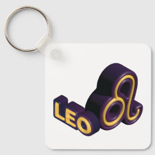 Leo Zodiac Sign and Text Design Keychain