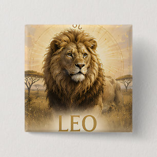 Leo Zodiac Sign Birthday Astrology Gift 2 Inch Square Button