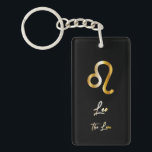 Leo Zodiac Sign, Black & Gold Keychain<br><div class="desc">Elegant zodiac sign keychain with gold design on black background.</div>