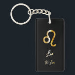 Leo Zodiac Sign, Black & Gold Keychain<br><div class="desc">Elegant zodiac sign keychain with gold design on black background.</div>