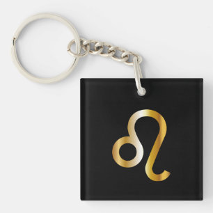 Leo Zodiac Sign, Black & Gold Keychain