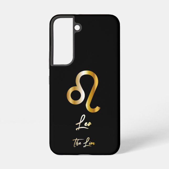 Leo Zodiac Sign, Black & Gold  Samsung Galaxy S22 Case (Back)