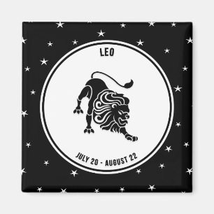 Leo Zodiac Sign, Black & White Magnet