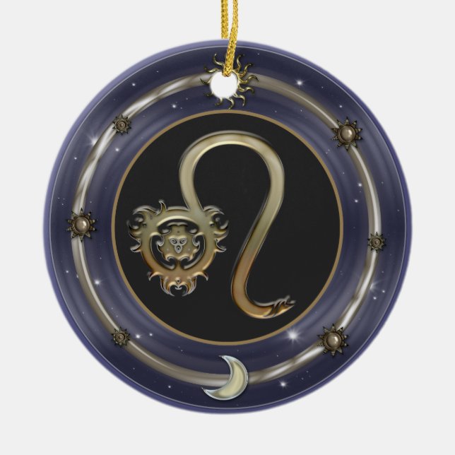 Leo Zodiac Sign Ceramic Ornament (Front)