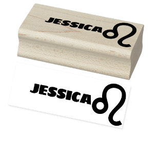 Leo Zodiac Sign Cool Personalized Name Text Word Rubber Stamp