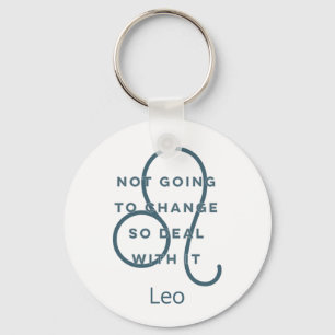 Leo Zodiac Sign Fun Quote Blue Text Birthday Keychain