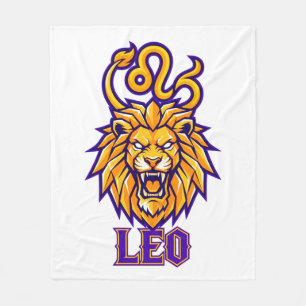 Leo Zodiac Sign Golden Mascot Graphic Fleece Blanket