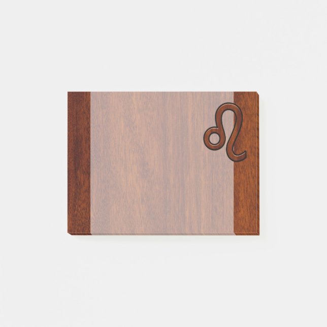 Leo Zodiac Sign in Brown Mahogany wood style Post-it Notes (Front)