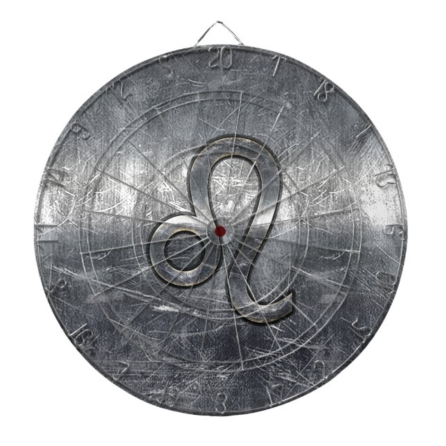 Leo Zodiac Sign in Grunge Distressed Decor Dartboard (Front)