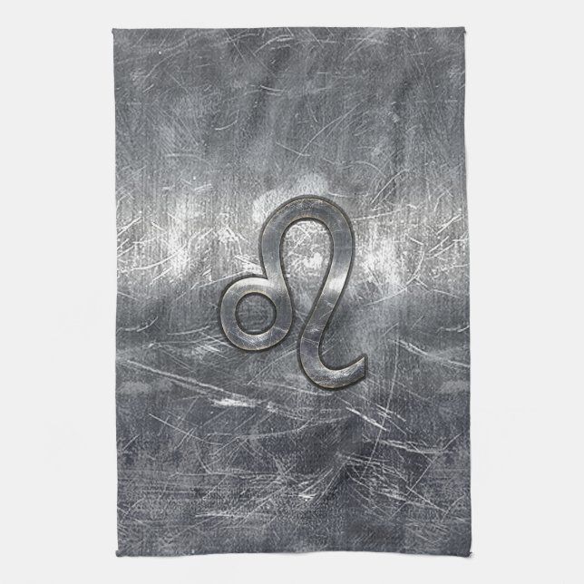 Leo Zodiac Sign in Grunge Distressed Decor Kitchen Towel (Vertical)