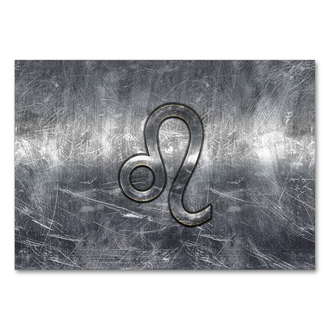 Leo Zodiac Sign in Grunge Distressed Style Table Number (Front)