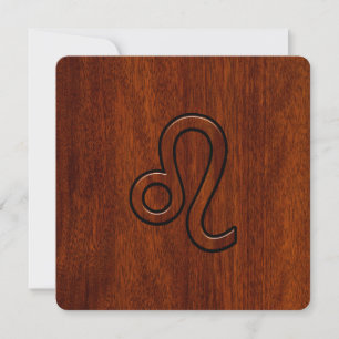 Leo Zodiac Sign in Mahogany wood style