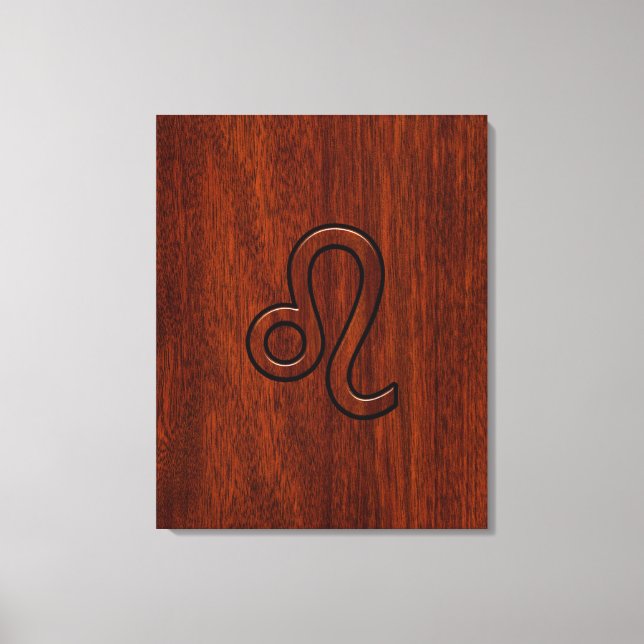 Leo Zodiac Sign in Mahogany wood style (Front)