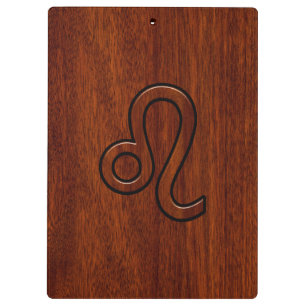 Leo Zodiac Sign in Mahogany wood style Clipboard