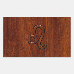 Leo Zodiac Sign in Mahogany wood style Sticker