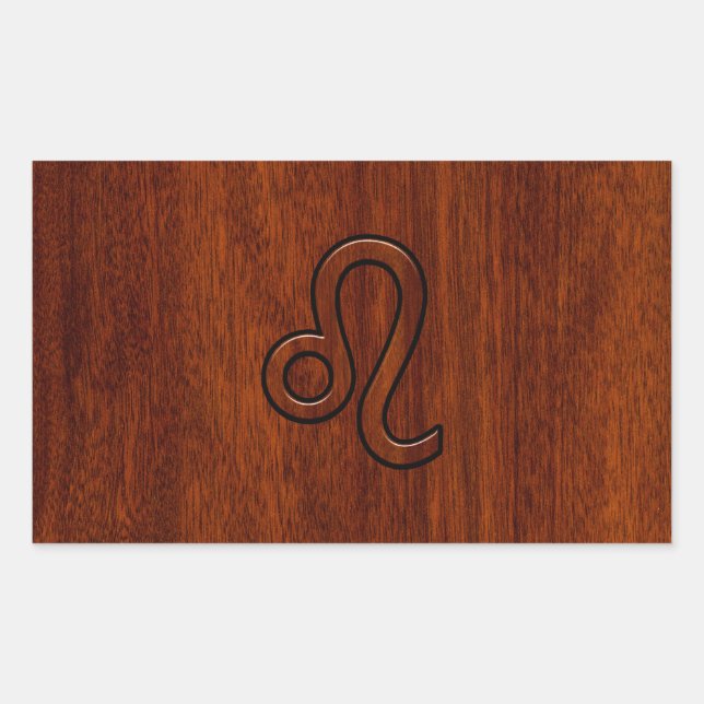 Leo Zodiac Sign in Mahogany wood style Sticker (Front)