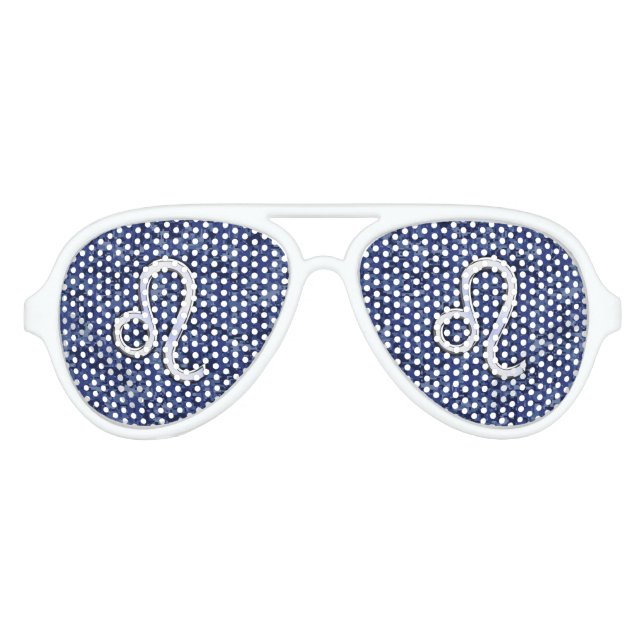 Leo Zodiac Sign on Blue Digital Camouflage Aviator Sunglasses (Front)