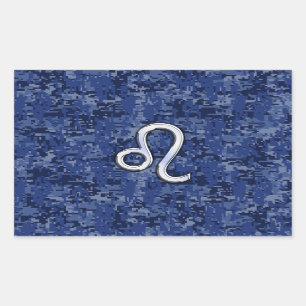 Leo Zodiac Sign on Blue Digital Camouflage Sticker