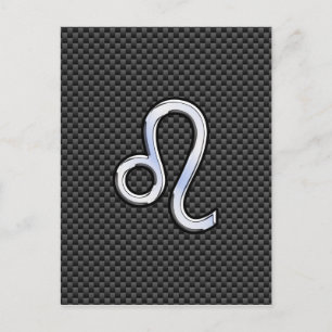 Leo Zodiac Sign on Charcoal Carbon Fibre Print Postcard