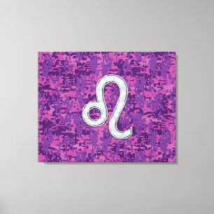 Leo Zodiac Sign on Fuchsia Digital Camouflage