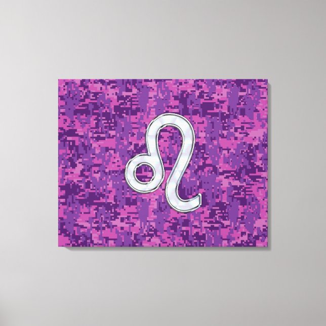 Leo Zodiac Sign on Fuchsia Digital Camouflage (Front)