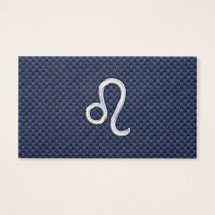 Leo Zodiac Sign on Navy Blue Carbon Fibre Print
