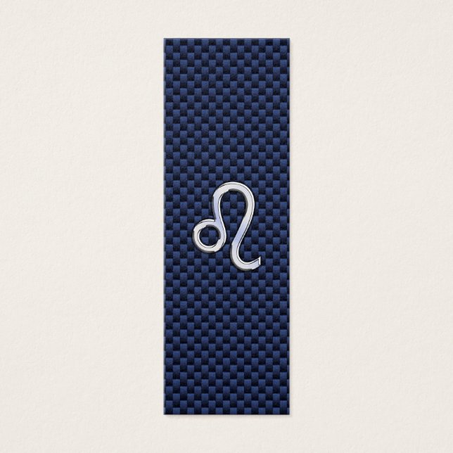 Leo Zodiac Sign on Navy Blue Carbon Fibre Print (Front)