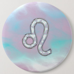 Leo Zodiac Sign on Pastels Nacre Style Print 6 Inch Round Button