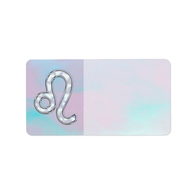 Leo Zodiac Sign on Pastels Nacre Style Print Label (Front)