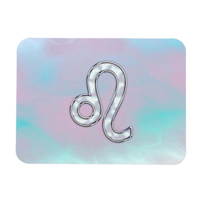 Leo Zodiac Sign on Pastels Nacre Style Print Magnet (Horizontal)