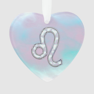 Leo Zodiac Sign on Pastels Nacre Style Print Ornament