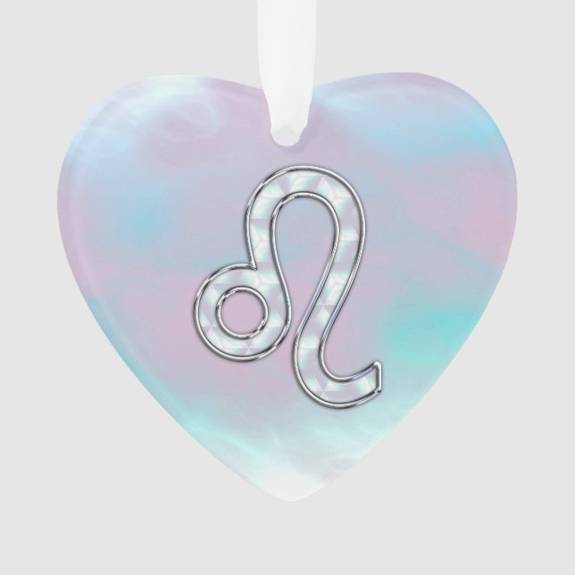Leo Zodiac Sign on Pastels Nacre Style Print Ornament (Front)