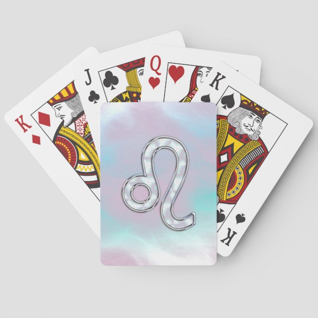 Leo Zodiac Sign on Pastels Nacre Style Print Playing Cards (Back)