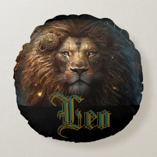 Leo Zodiac Sign Round Pillow