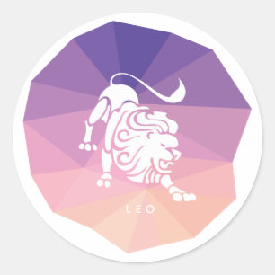 Leo zodiac sign sticker modern purple background