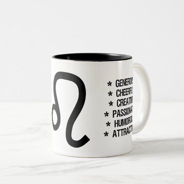 Leo Zodiac Sign ("the lion") Two-Tone Coffee Mug (Front Right)