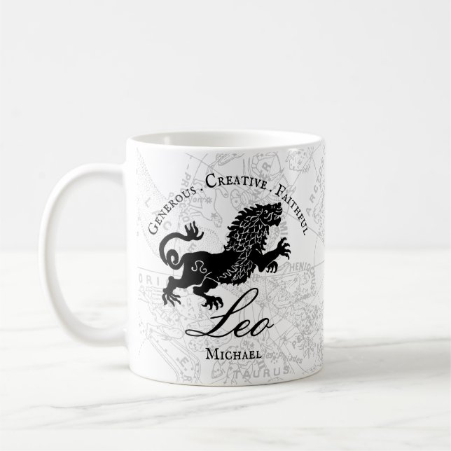 Leo Zodiac Sign Vintage Astrology Custom  Coffee Mug (Left)