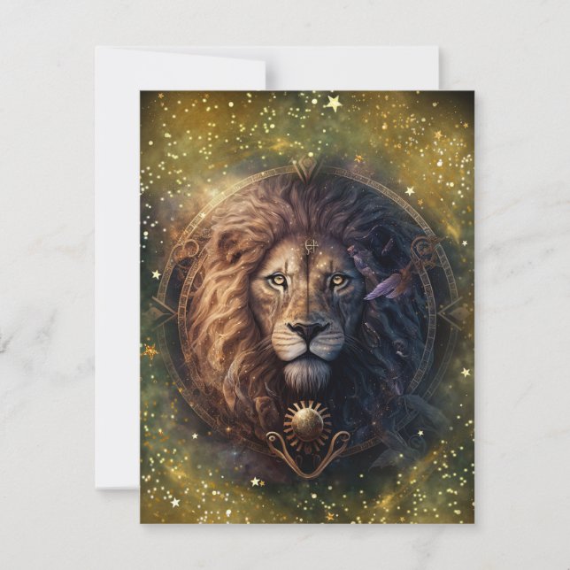 Leo Zodiac Sign Watercolor Design Card (Front)