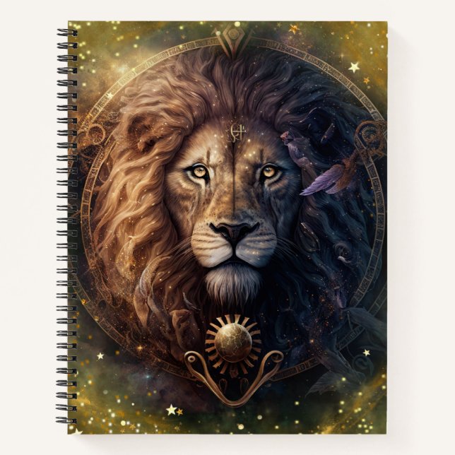 Leo Zodiac Sign Watercolor Design Notebook (Front)