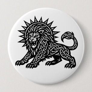 Leo Zodiac Sun‑Mane Lion   BurnsInHell 4 Inch Round Button