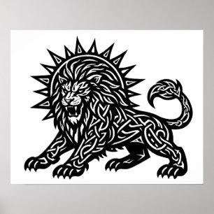 Leo Zodiac Sun‑Mane Lion BurnsInHell Poster