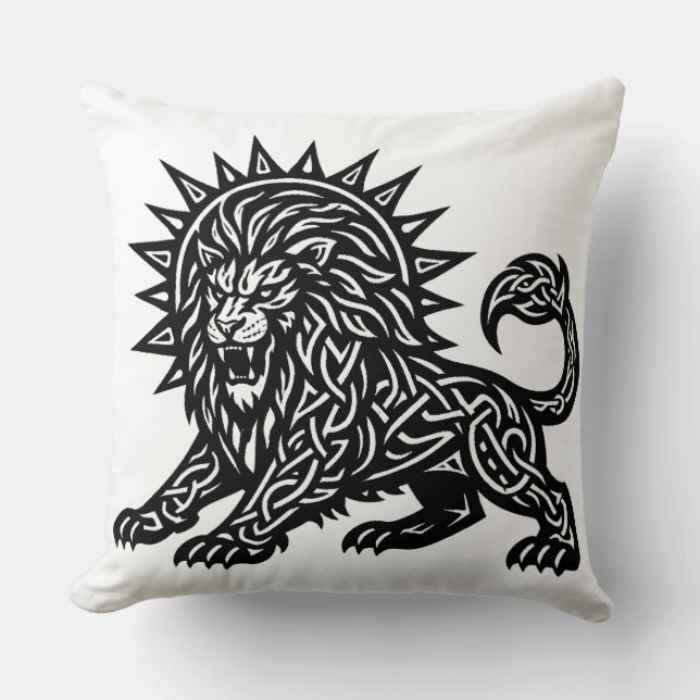 Leo Zodiac Sun‑Mane Lion | BurnsInHell Throw Pillow (Front)