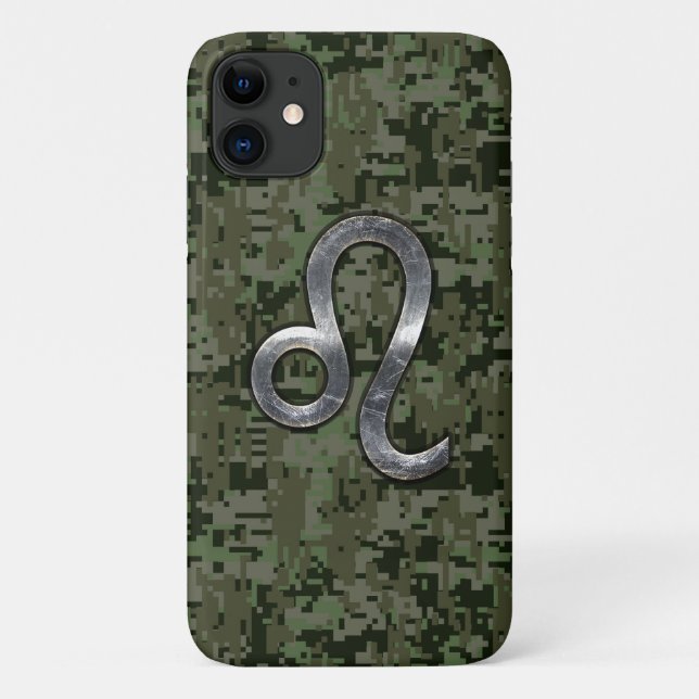 Leo Zodiac Symbol Green Digital Camouflage Case-Mate iPhone Case (Back)