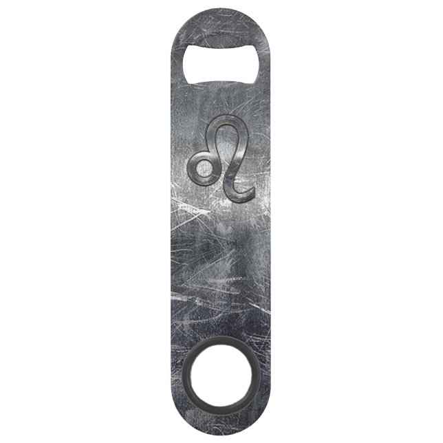 Leo Zodiac Symbol in Grunge Distressed Style Speed Bottle Opener (Front)