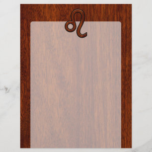 Leo Zodiac Symbol in Mahogany wood style decor