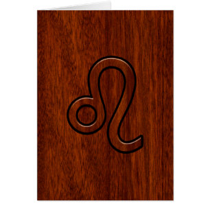Leo Zodiac Symbol in Mahogany wood style decor