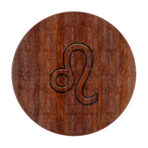 Leo Zodiac Symbol in Mahogany wood style decor Cutting Board